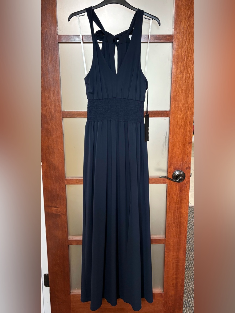 Iris Setlakwe Navy Maxi Dress with Smocked Waist